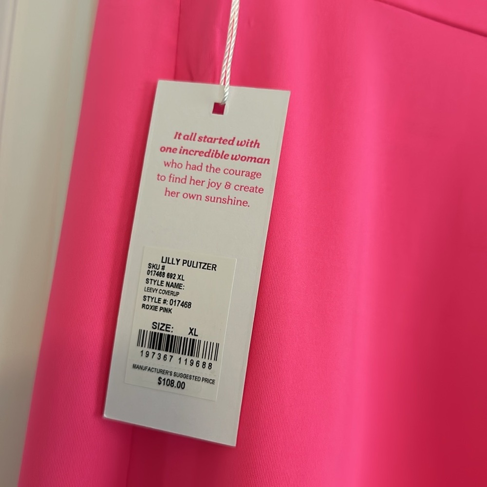 NWT Lilly Pulitzer Vibrant Pink Leevy coverup with Ruffle Accents - Picture 8 of 11